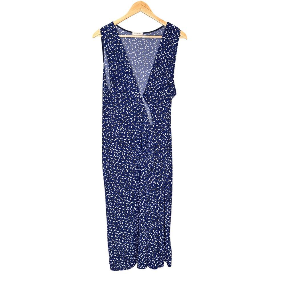 Olivia Grey 2X Faux Wrap Dress Blue White Sleeveless Midi Plus Size NWT